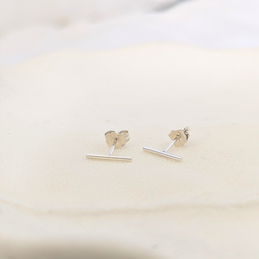 Sterling Silver Bar Stud Earrings