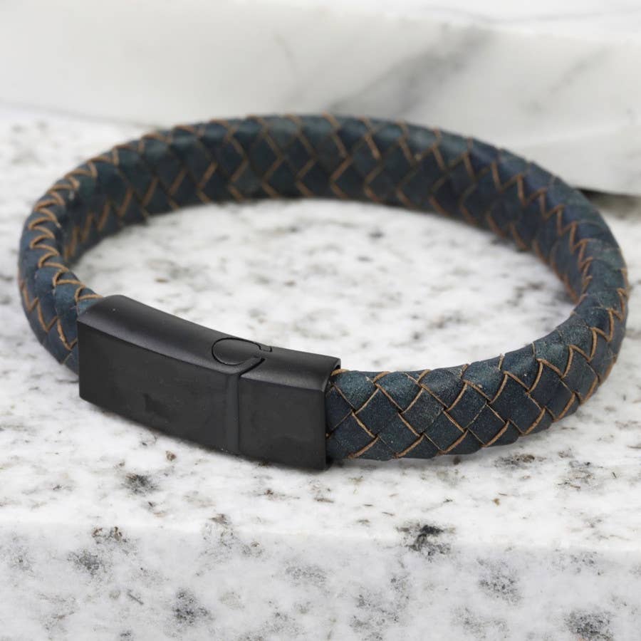 Antique Blue Matt Black Clasp Bracelet: Large