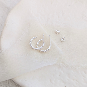 Sterling Silver Twisted Hoop Earrings