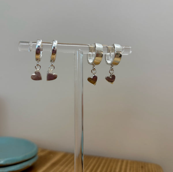 Sterling silver heart hoops