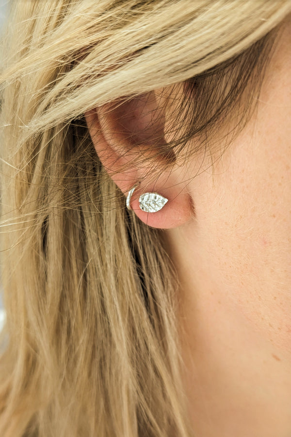 Silver Leaf Stud Earrings