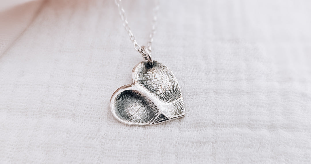 Double Fingerprint Heart Necklace