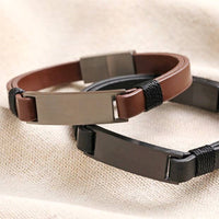 Men's leather bracelet in brown / gunmetal L/XL