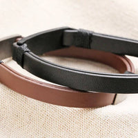 Men's leather bracelet in black / matte black L/XL