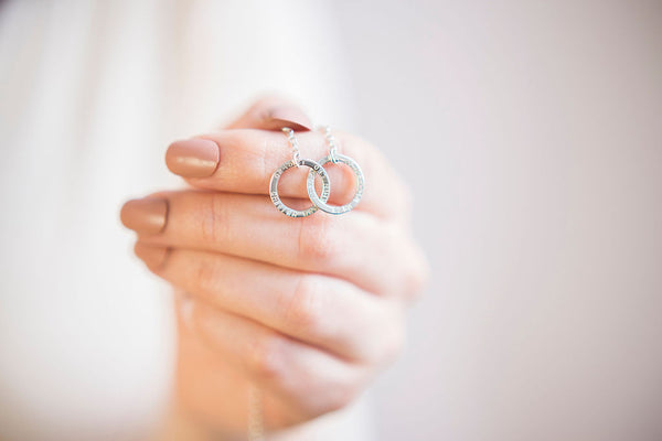 Personalised Sterling Silver Interlocking halos Necklace