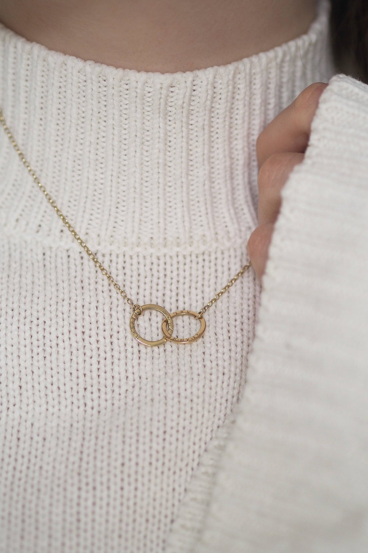 9ct Gold Personalised Interlocking Rings Necklace