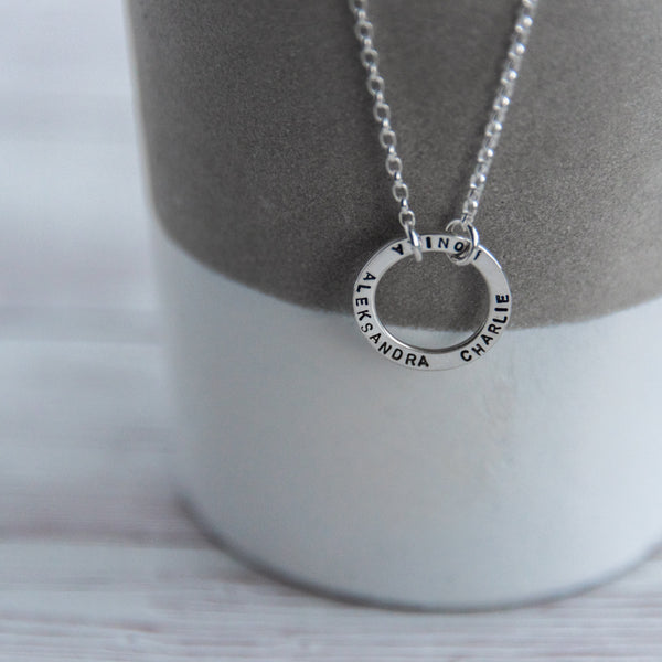 Personalised Sterling Silver Halo Necklace