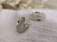 Personalised Silver Heart and Moon Spinner Ring
