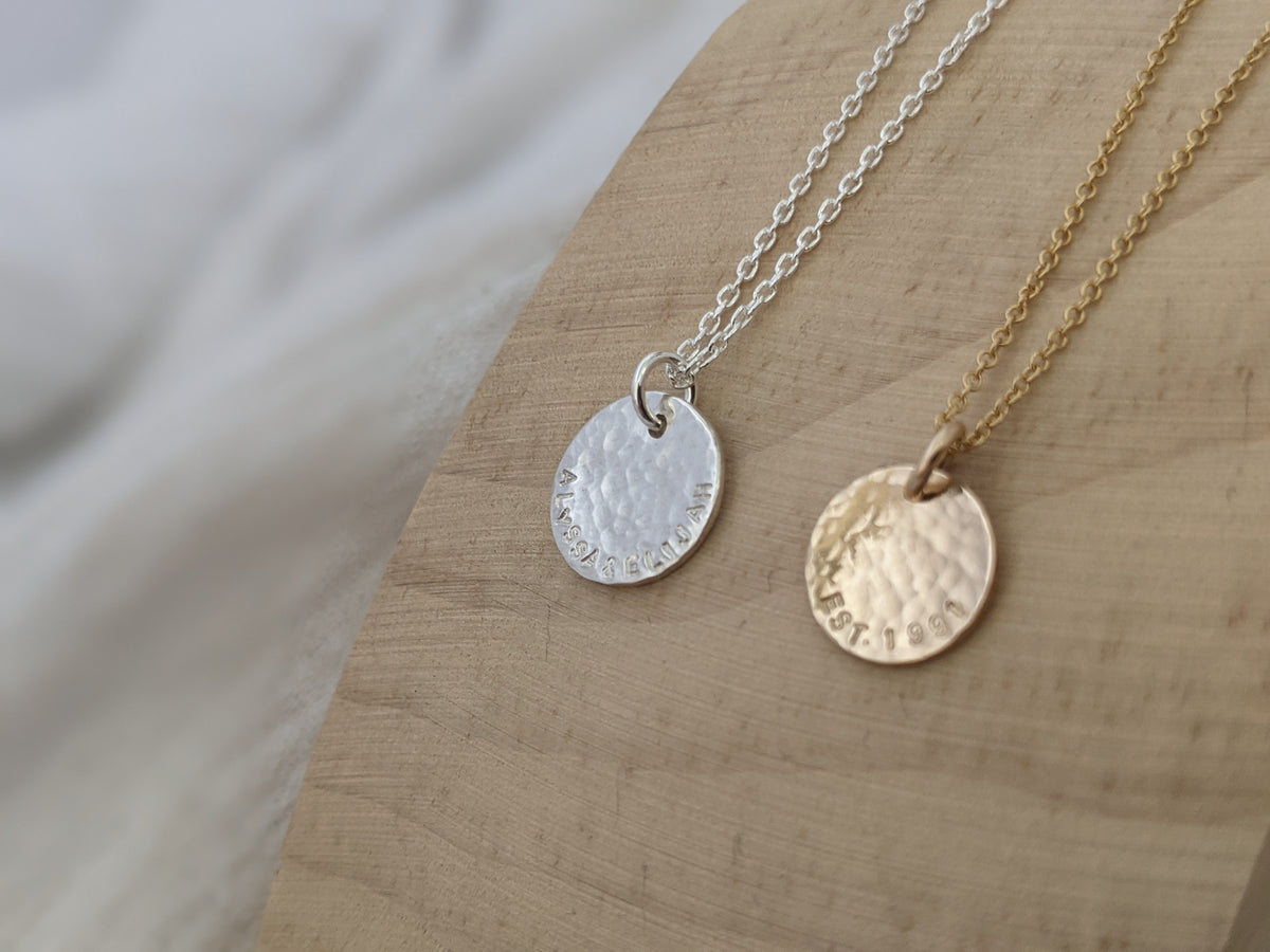 Personalised Hammered Disc Necklace