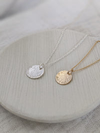 Silver Hammered Disc Necklace