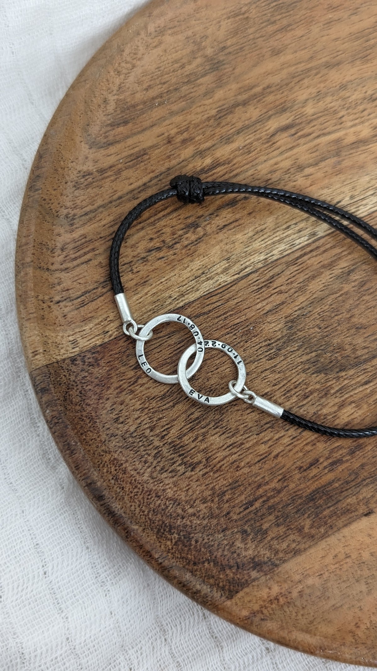 Personalised Interlocking Halo Cord Bracelet