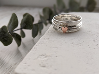 Personalised Silver Heart and Moon Spinner Ring