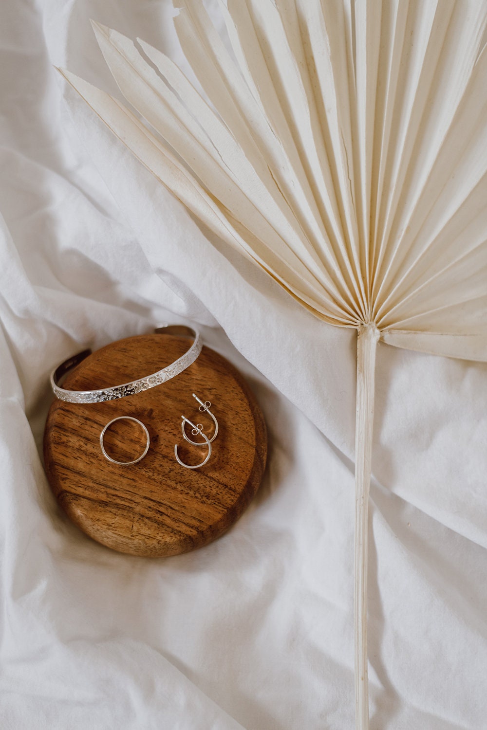 Silver Botanical Hoop Earrings