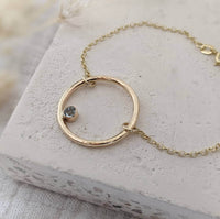 9ct Gold Halo Birthstone Bracelet