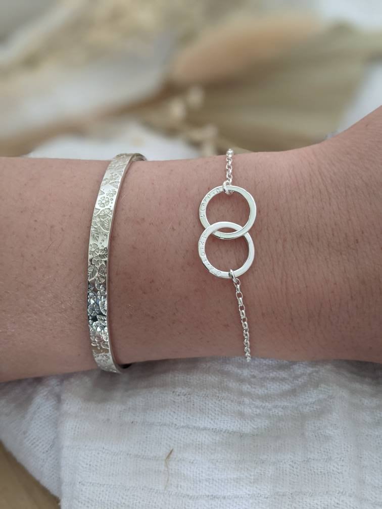 Personalised Interlocking Silver Ring Bracelet